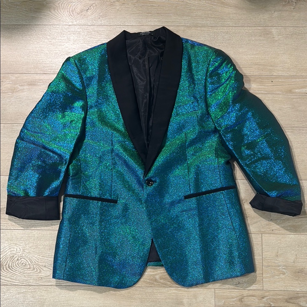 Elegant Shimmering Blazer in Blue and Green